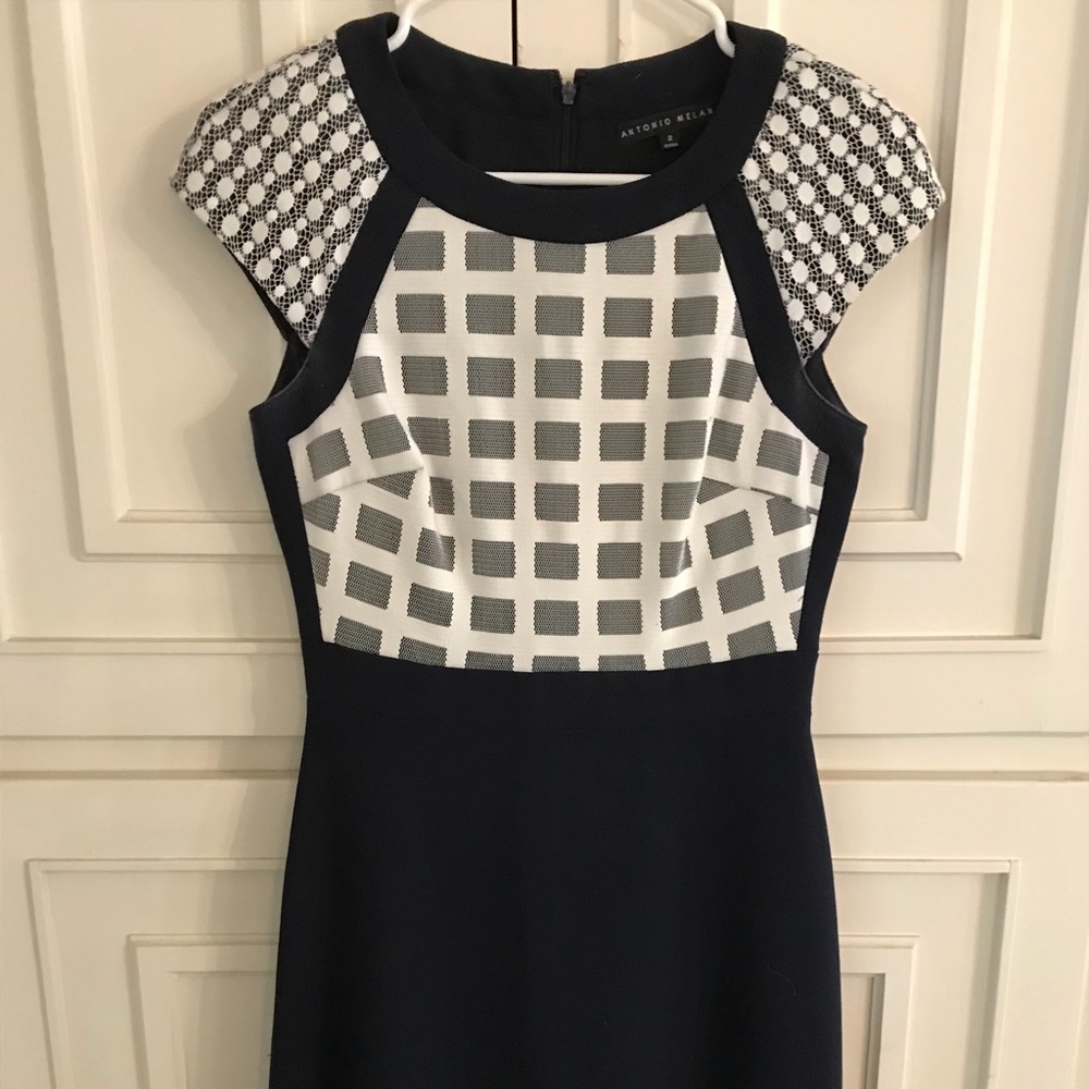 Antonio Melani Navy and White Dress. Size 2.